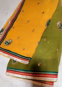 Yellow To Green Gota Pati Work Sarre