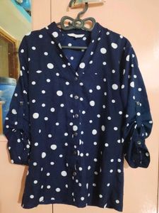 Navy Blue Shirt With Printed Pattern