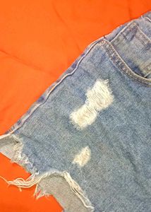 Blue Ripped Denim Shorts