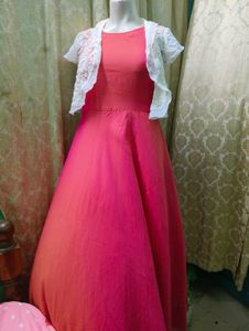 Elegant Pink Dress with Shrug
