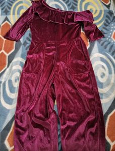 Party Wear Velvet Jumpsuit For Women