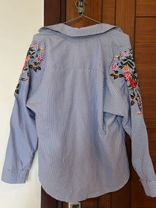 Striped Embroidered Top