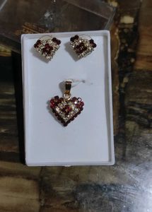 Heart Pendant Earring Set