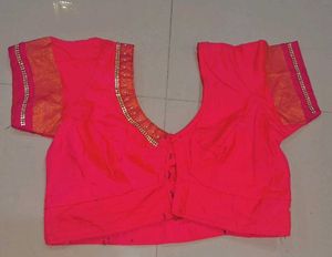 Green &amp; Pink Saree with Blouse