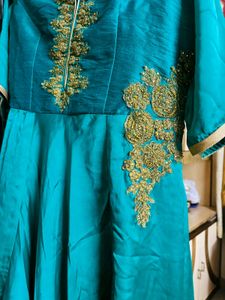 Green Color Ethnic Gown With Dupatta