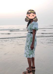 Fit And Flare Flower Green Dress