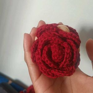 Red Rose Crochet Hair claw clip