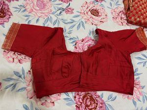 Elegant Red Banarasi Saree (blouse 38in)