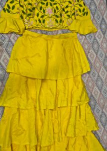 Yellow Embroidered Lehenga Choli Set