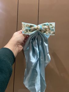Blue Bow With Ruffles