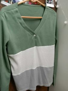Green And Grey Full Sleeve Top