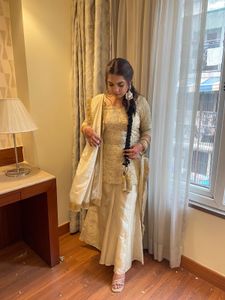 Golden Heavy Sharara Suit