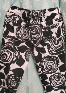 Black and White Floral Print Pants