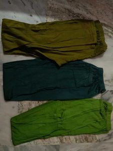 3 Pairs of Leggings - Green Tones