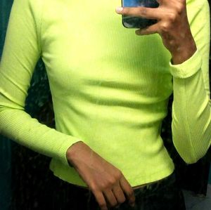 Neon Green Ribbed Long Sleeve