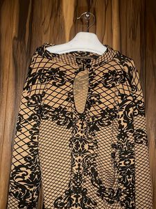 Patterned Mock Neck Top