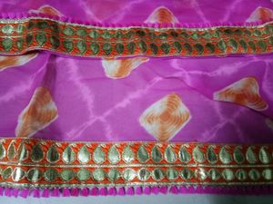Pink Orange Embroidered Saree