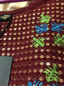 New With Tag Maroon Embroidered Kurti