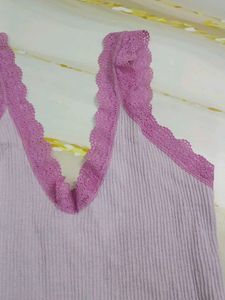 (700)Ribbed Lace Trim Bodysuit