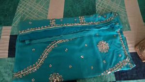 Teal Embellished Saree