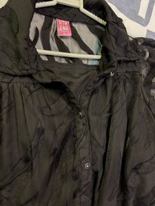Black Sheer Button-Down Dress