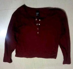 Burgundy Long Sleeve Top