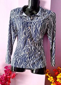 Abstract Print Button-Down Top
