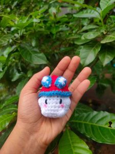 2 Crochet Spiderman Mushroom Keychains