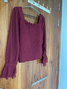 Maroon Smocked Top