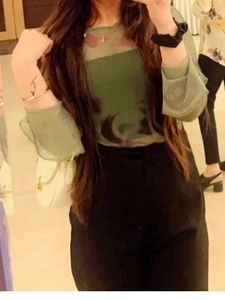 Olive Green Sheer Top