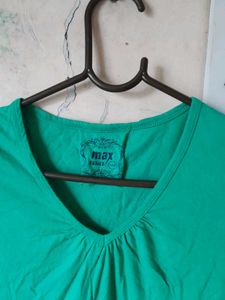 Green V-Neck Top