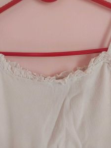 White Ruffle Tank Top
