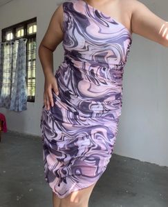 Marble One-Shoulder Mini Dress