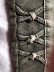 Gray Wash Jeans with Bow Detail