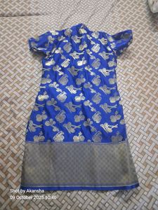 Diwali Sale-Girls' Blue Ethnic Dress With Lining