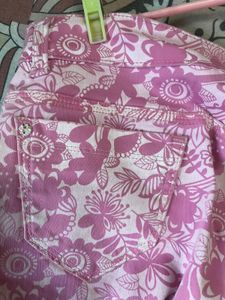 Printed pink trousers for women