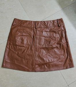 Sassafras Brown Faux Leather Mini Skirt