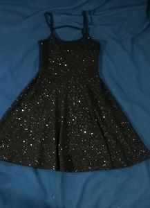 Jet Black Glittery Sleeveless Dress