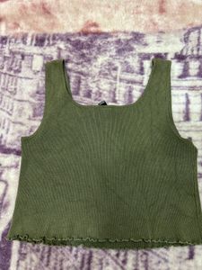 Olive Colour Crop Top