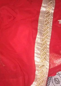Elegant Red Saree With Blouse