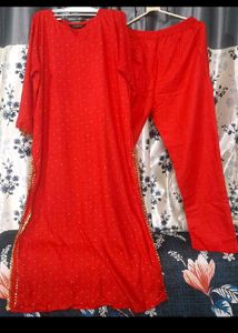 🔥Sale🔥GoSriki Red Polka Dot Kurta Pant Set