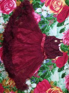 Maroon Tulle Party Dress