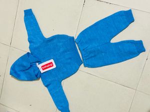 Babyhug Blue Knit Set - 0-3 Months