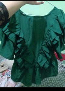 A Frilled Dark Green Top