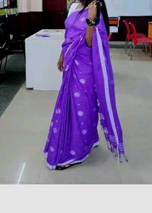 Elegant Purple Saree with white blouse