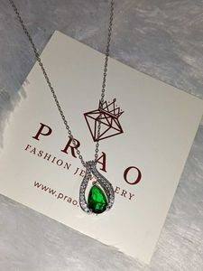 Emerald Teardrop Pendant Necklace