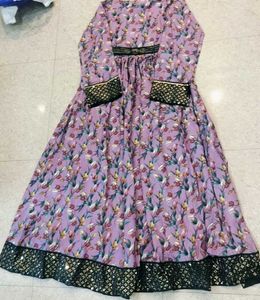 Floral Printed Semi-stitched Anarkali Gown
