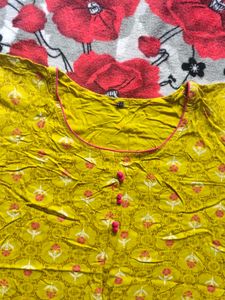 Yellow Printed Kurta