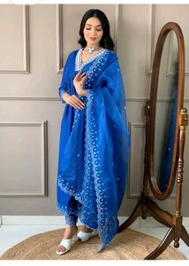 Blue Silk Kurta Set