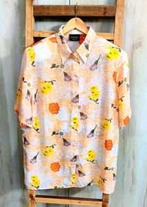 Light Orange Printed Shirt Size-42